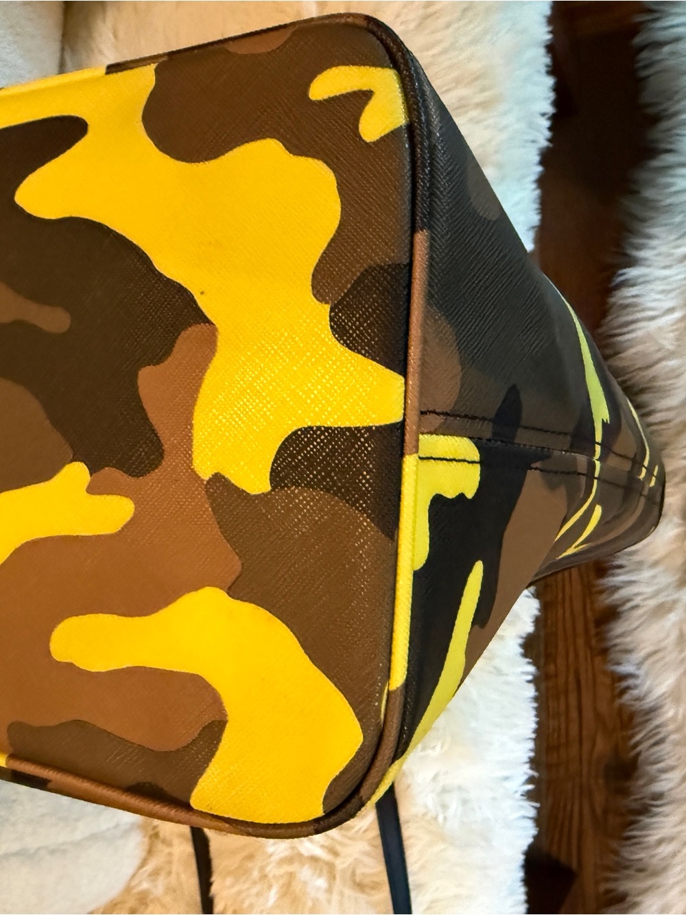 Michael Kors Yellow & Olive Camo Leather Tote - Picture 8 of 9